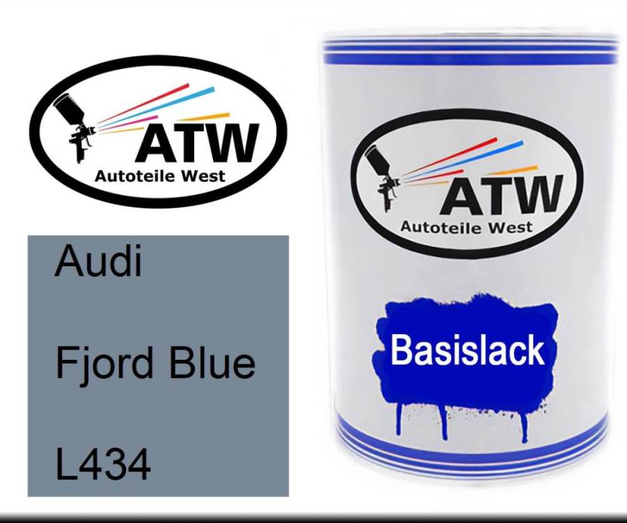 Audi, Fjord Blue, L434: 500ml Lackdose, von ATW Autoteile West.